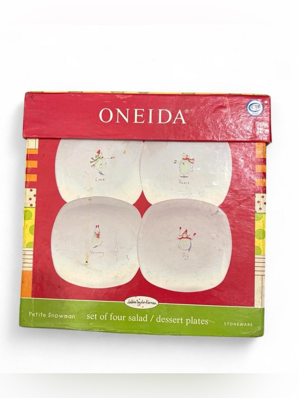 Oneida White Snowman Motif Salad/Dessert Plate Set (4)